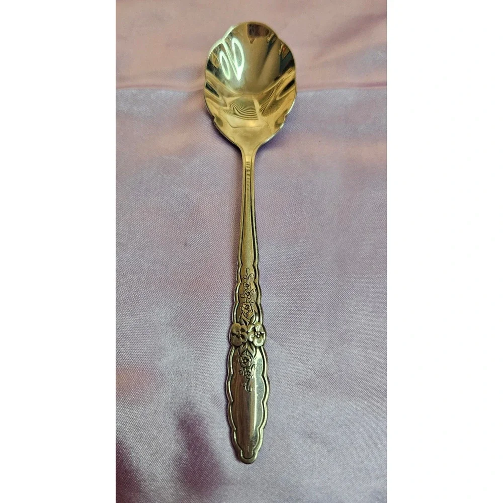 Oneida Community floral glen Stainless Steel 4pc Serving Set Ladle Berry Spoon
